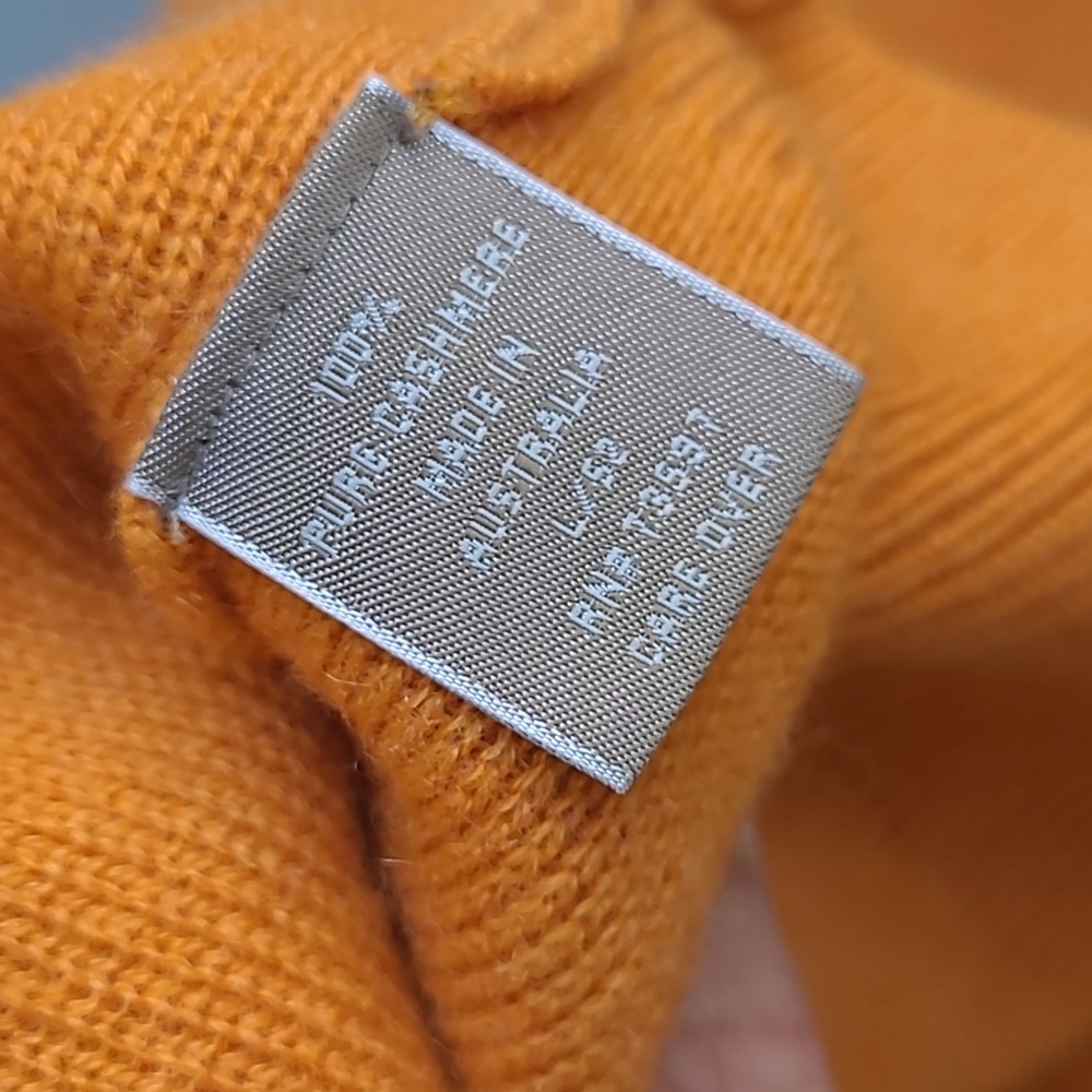 RAFFI Orange Weave PURE CASHMERE Sz Large 52 Mens Half Zip Pullover Sweater - Picture 7 of 7
